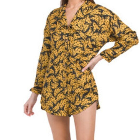 NWT Farm Rio Banana Print Linen Romper - Picture 1 of 9